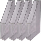YBM HOME Steel Mesh Wall Magazine File Holder for Home & Office Organization, Serves as a Magazine Rack, Desk Organizer, Letter and Mail Bin, Holds Up to 20 Magazines - 4-Pack Silver, 1111-4