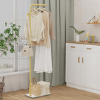 OUTBROS Coat Rack, Portable L-shaped Clothes Rack with Hook, Modern Hanger, Sturdy Freestanding Metal Clothing Rack, Used in Bedroom, Entrance and Living Room, 15.3 x 10.2 x 70.8 inch, Gold