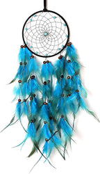 Handmade Dream Catcher, Natural Feather Dream Catchers Mobile Wall Decor, Dreamcatchers Gift for Girls Kids Women Decorations Home Ornament（Blue）