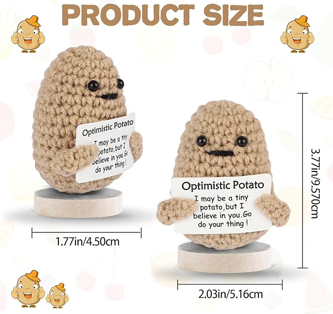 DAFURIET Mini Funny Crochet Doll with Card - 3 Inch Wool Potato for Cheer Up Gifts and Party Decorations