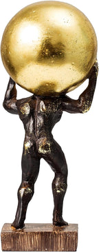 Lukitas Atlas Holding Up World Statue and Sculpture, Struggler Figurine Decor, Ball Lifting Sculpture, Creative Ornament for Office Living Room, Resin 13''