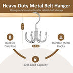 ZEDODIER 2 Pack Belt Organizer for Closet, Heavy-Duty Rotating Belt Hanger Rack Holds up to 48 Belts, Hanging Space Saving Metal Belt Holder for Closet Storage, Silver