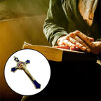 Bovemee Saint Benedict Benedictine Red Enamel 4.7X2.7 Inch Protection Wall Crucifix Cross Catholic San Benito Medalla Prayer Decoration (Blue)