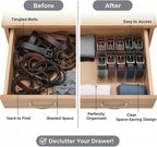4-Pack Belt storage Organizer for Closet with Removable Dividers - 5 Compartments & Handles Drawer organization and storage for underwear, Socks, and Bow Ties Acrylic Belt Organizers (4)