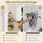 Artilady Macrame Corner Shelf Wall Hanging 3-Tier, Adjustable Boho Wood Plant Shelves Display for Indoor Candle Holder, Bedroom Living Room Home Decor (Beige 3-Tier Beads)