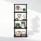 Furinno Turn-N-Tube Book Shelf, 5-Tier Bookshelf, Bookcase with Multipurpose Compact Display Rack, 11.6 x 23.6 x 57.4, for Living Room, Bedroom, Home Office, Americano/Black
