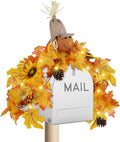 winemana 31.5in Outdoor Fall Decor for Mailbox, Lighted Fall Swag with 8 Modes & Timer, Autumn Scarecrow & Sunflower Thanksgiving Table Centerpiece Decorations