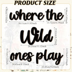 Kigley 5 Pcs Playroom Wall Decor 15.4" x 18" 3D Where The Wild Ones Play Nursery Sign Wooden Wall Art Decoration for Kids Toddler Room Decor Boys and Girls Kindergarten Bedroom Word Sign (Black)
