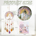Agate Moon Dream Catchers with Crystal Color Gemstone Dream Catchers Natural Tree of Life Gem Agate Wall Hangings Room Garden Dreamcatchers Decor (Color)