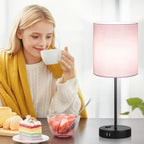 Lynnoland Set of 2 Touch Control Table Lamps, 3-Way Dimmable Bedside Nightstand Lamps for Bedroom Living Room Nursery, 800 Lumens 5000K Warmlight Bulbs Included