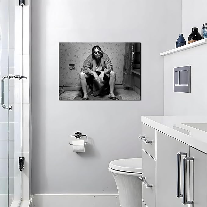 Funny Bathroom Wall Decor for Room Aesthetics - 90s Movie Posters Black and White Wall Art, Toilet Humour Amusing Cool Wall Art Funny Bathroom Signs 16x24 in