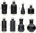 Brajttt Black Flower Vase Set, Glass Bud Vase in Bulk Set of 8,Artistic and Cultural Flavor Mini Vases for Home Office Decor, Bedroom, Office, Living Room Decorations,Wedding