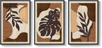 Framed 3D Wood Wall Art Decor for Living Room, 3 Piece Large Boho Tropical Textured Artwork for Walls, Botanical Wooden Wall Art for Dining Room Hallway Bedroom, 24x36 Inch