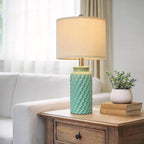 USumkky 20.5" Ceramic Table Lamps Set of 2 - Modern Farmhouse & Boho Style, Bedside Nightstand Lamps for Bedroom, Living Room End Table Lamps, Small Desk Lamp(Tiffany Blue)