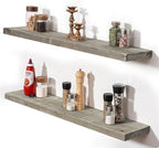 Fun Memories 48 Inch Reclaimed Wood Floating Shelves for Wall, 8 Inch Deep Heavy Duty Rustic Farmhouse Floating Shelf with Invisible Brackets for Fireplace Mantel & Coffee Bar, Grey