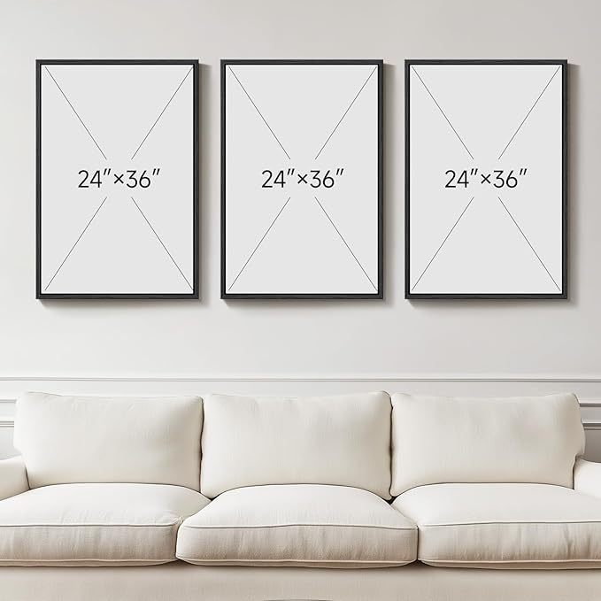 Large Framed Modern Abstract Wall Art for Living Room, 3 Piece Canvas Prints Paintings Artwork for Walls, Minimalist Green and White Pictures for Hallway Dining Bedroom Home Office Wall Decor 24x36 Inch