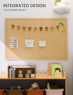 Fluxynara Bulletin Board,35.4" x 23.6" Cork Board Alternative with 12 Safe Removable Adhesive Tabs, Foldable Felt Pin Board for Home Office, Classroom, Bedroom,Entryway for Walls—Mustard Yellow