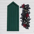 Artificial Rose Flower Swag,Artificial Sunflower Swag, 24 Inch Decorative Swag with Pumpkins Berries and Black Leaves for Halloween Home Front Door Lintel Wedding Arch Party Tabletop Wall Decor(#2)