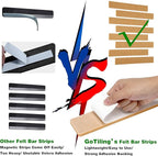 Cork Board for Walls - 8 Pack Felt Pin Board Bar Strips - Self-Adhesive Lightweight Bulletin Board - Cork Board for Office with 40 Push Pins No Damage for Wall (Camel)