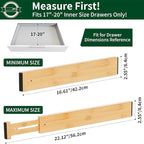 4 Pack Bamboo Drawer Dividers 2.6" High,Adjustable Spring Loaded Clothes Drawer Organizers for Kitchen, Dresser, Bathroom, Bedroom and Office