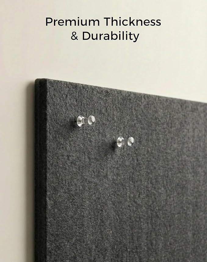 Aothia Felt Bulletin Board Tiles for Wall, 12 Pack Large 48" x 36", Felt Wall Tiles Cork Board Alternative, Adhesive Bulletin Board Tiles for Office, Classroom & Home, Charcoal Gray