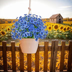 12Pcs UV Resistant Artificial Flowers Artificial Violet Outdoor Decor Realistic Faux Plants Silk Flowers No Fade for Patio Hanging Baskets Garden Pots Farmhouse Yard (Blue)
