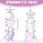 Dream Catcher Wall Hanging Set, 2 Pcs Purple Dream Catchers Wall Decor Feather Hanging Ornaments Moon Star Design Dreamcatcher for Girls Bedroom Room Decor Birthday