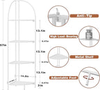 Crofy Foldable 4 Tier Corner Shelf, Metal Corner Plant Stand with White Frame and White Shelves, Corner Display Rack Multipurpose Shelving Unit for Living Room, Bedroom, Bathroom