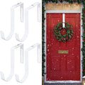LEIFIDE 4 Pcs Width Adjustable Wreath Hanger for Front Door 1.5-3.78" Large Over the Door 4th of July Decoration Hook 20 Lbs Capacity(White)