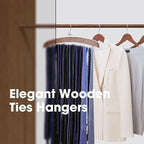Tie Rack 2Pcs Tie Racks for Men Closet 24 Hooks, Wooden Tie Organizer with Upgraded 360°Rotating, Scarves Accessories Closet Organizer for Bras,Tank Tops,Camisoles etc.Walnut…