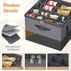 Lifewit Shoe Storage Organizer for Closet, Fabric Large Shoe Box Storage Containers with Clear Cover, Foldable Bins for Boots Heels Sneakers Fits 24-32 Pairs (Each 12-16 Pairs) 2 Pack Black and Gray