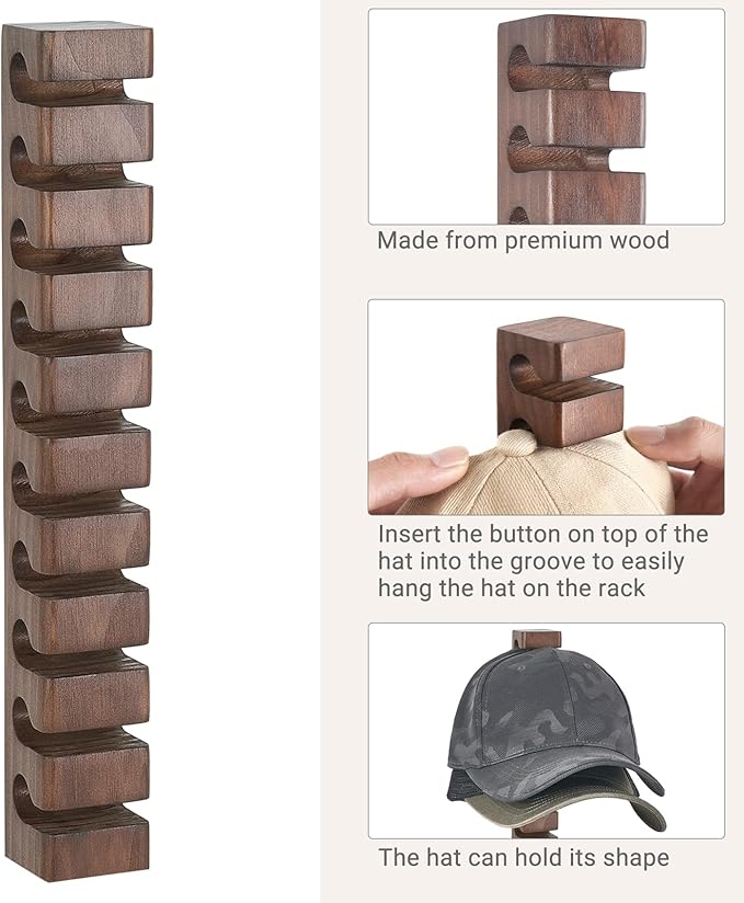 Mkono Hat Organizer for Baseball Caps, Hat Rack for Wall Hold Up to 10 Hats, Hat Holder On Wall Ball caps Storage Organizer Display for Door, Closet, Entryroom, Laundry Cap Organization