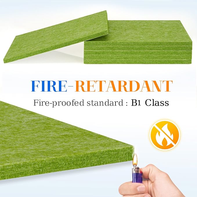 DOLLAR BOSS Felt Cork Board Tiles, 6 Packs 12" x 12" 1/2" Thick Cork Bulletin Board Self Adhesive Corkboards for Walls with 60 Pushpins for Home Office Kitchen School Decor Display, Green