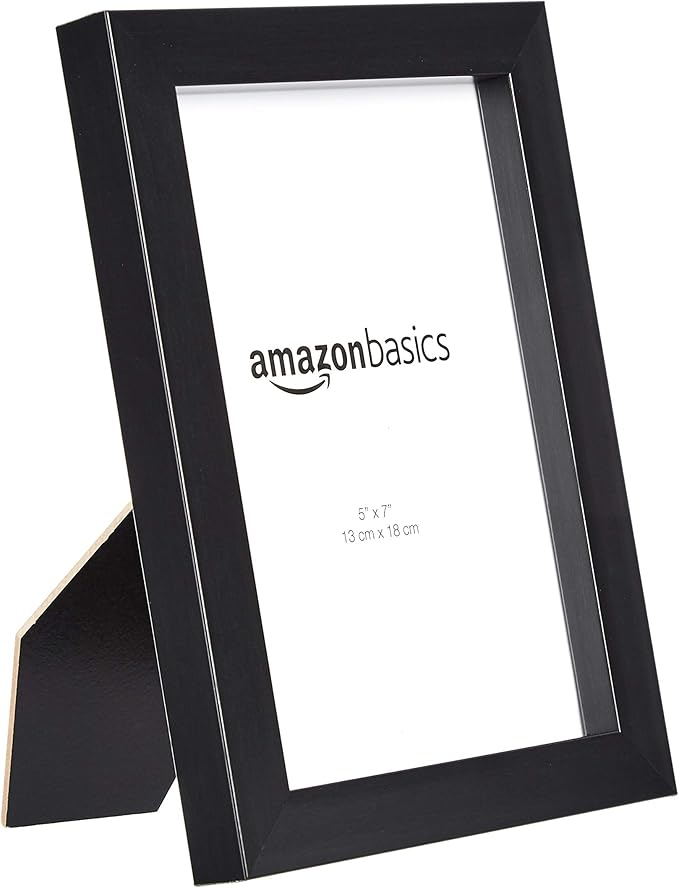 Amazon Basics Rectangular Photo Picture Frame, 5" x 7", Pack of 2, Black