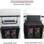 2 Pack Large-Sized Hanging Shoe Organizer 8-Shelf, Hanging Closet Organizer with 8 Side Pockets, Wider Hanging Shelves for Storage Shoes Clothes 9" W × 11.8" D× 48" H, Black.