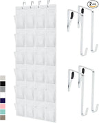 GORILLA GRIP Over the Door Shoe Organizer, 2 Pack, 24 Breathable Mesh Pockets, Space Saving Hanging Storage Holder, Closet Rack Hanger Holds Up to 40 lbs, Hangs on Closets, Shoes, Accessories, White