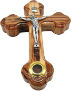 Zuluf 5.5" Wooden Wall Cross with 14 Stations Crucifix and Jerusalem Soil Christian Holy Land Gift from Israel CRS092