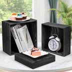 6 Pack Wooden Risers Display Stands Square Food Risers for Buffet Party Rustic Wood Cake & Cupcake Stands Nesting Box Wooden Crates for Display