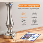 Seealle Upgraded Touch Lamps for Night Stands Set of 2 - Bedside Lamps with USB C+A, 3 Way Dimmable for Bedroom Living Room End Tables Office (Weaving White&Silver)