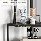 VECELO 6 Tier Corner Shelf 69 Inch Industrial Bookshelf with Metal Frame, Multipurpose Tall Plant Stand with Opening Display Shelves for Living Room, Bedroom, Home Office, Small Space, Black