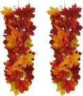 MSUIINT Artificial Flower Swag, 2Pcs Hanging Maple Swag Fall Garland Wall Swag Front Door Swag with Maple Leaves Floral Swag Harvest Swag for Home Wall Decor Party Holiday Decor (21.7In)
