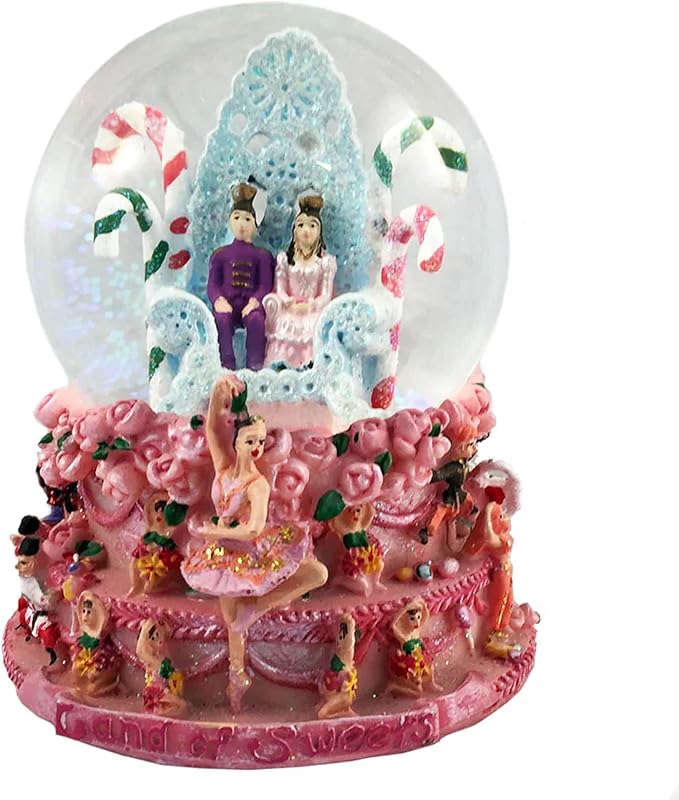 Nutcracker Ballet Gifts Musical Nutcracker Snow Globe, Christmas Ornaments Decorations, Holiday Home Decor, 5.75” x 4.5” inches, Clara and Prince