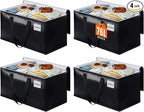 BlissTotes Moving Bags, Heavy Duty Moving Boxes with Zippers Top and Sturdy Handles, Storage Bags for Space Saving and Packing, Collapsible Moving Supplies, Storage Totes (76L, 4-Pack, Black)