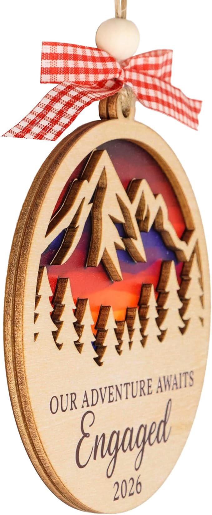Engagement Ornament 2026, Gifts for Couples, Gifts for Newly Engaged Couples - Engagement Gift for Her, Bride to Be, Couple - Just Engaged Gift for Friends, Women - Wood Christmas Ornament 2026
