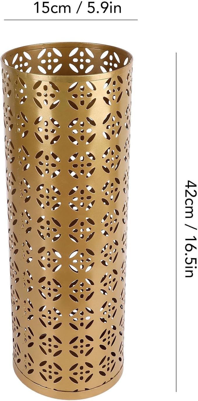 Metal Round Umbrella Stand Rack, Freestanding Tall Round Basket Umbrella Holder Bin for Entryway Home Office (L)