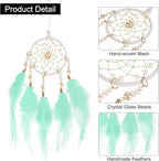 uxcell 2pcs Dream Catchers, Small Handmade Feather Dreamcatcher Supplies Car Charm with Crystal Beads Wall Hanging Decor for Home Car Decoration Ornament Women Friend Gift, Green