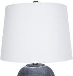 Nourison Home 23" Black Vintage Distressed Ceramic Pot Table Lamp for Bedroom, Living Room, End Table, with White Tapered Drum Shade
