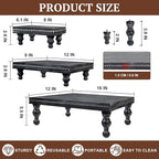 MAONAME Wood Display Risers Decorative Tray Set of 3, Farmhouse Pedestal Stand for Display Home Decor, Vintage Black Beaded Wooden Tray for Kitchen Counter, Short and Tall Footed