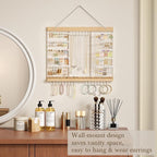 Large Rotating Hanging Jewelry Organizer, 5-Tier Wall Mounted Earring Holder for 180 Pairs, Jewelry Rack for Earrings, Necklaces, Bracelets & Rings, Necklaces, Bracelets & Rings, for Girls, White
