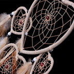 WESTONETEK Large Handmade Dream Catcher Traditional Dreamcatcher Feather Wall Hanging Decoration Ornaments Five Hearts Beige
